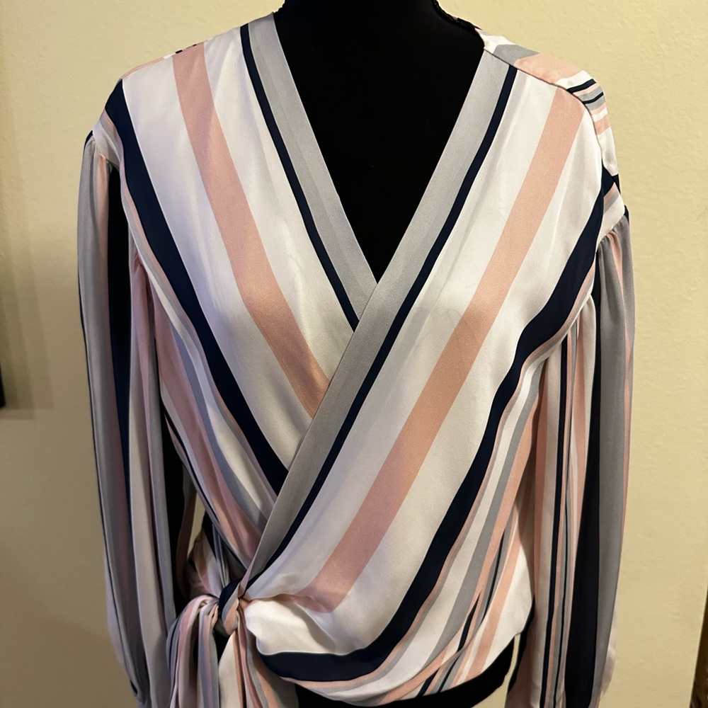 Ramy Brook Striped Lupita Wrap Top NWOT